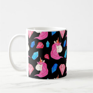 Unicorn, crystals: magical watercolor pattern. coffee mug