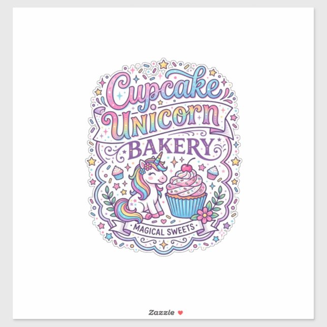Unicorn Cupcake Unicorn Bakery White Background Pr (Sheet)