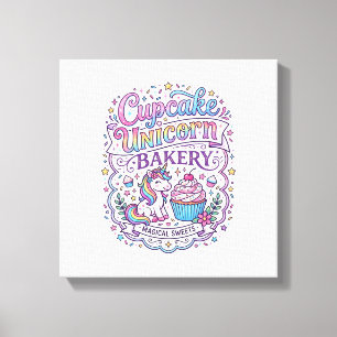 Unicorn Cupcake Unicorn Bakery White Background Pr Canvas Print