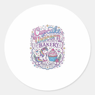 Unicorn Cupcake Unicorn Bakery White Background Pr Classic Round Sticker