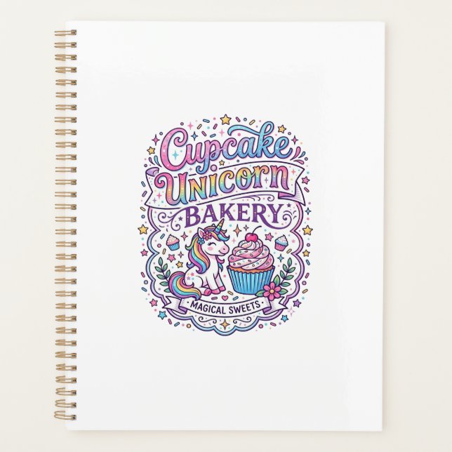 Unicorn Cupcake Unicorn Bakery White Background Pr Planner (Front)