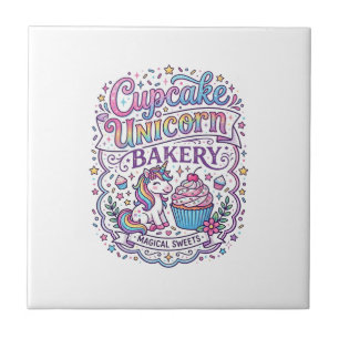 Unicorn Cupcake Unicorn Bakery White Background Pr Tile