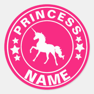 Unicorn Custom Name princess Rainbow Pink Sticker