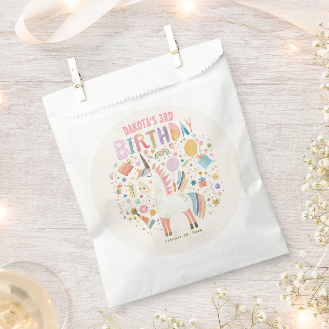 Unicorn Cute Birthday Party Favour Bag (Clipped)
