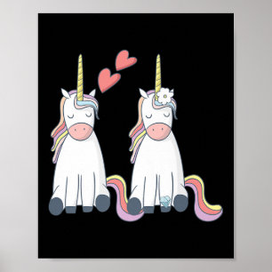 Unicorn Cute Bride And Groom Inlove Premium  Poster