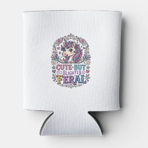 Unicorn Cute but Slightly Feral White Background C Can Cooler