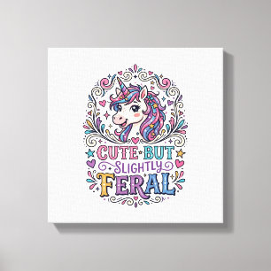 Unicorn Cute but Slightly Feral White Background C Canvas Print