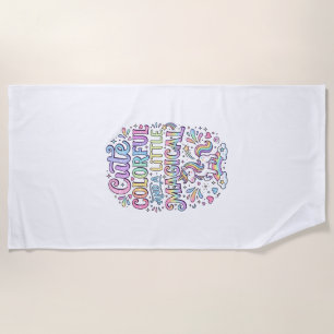 Unicorn Cute Colourful and a Little Magical Origin Beach Towel