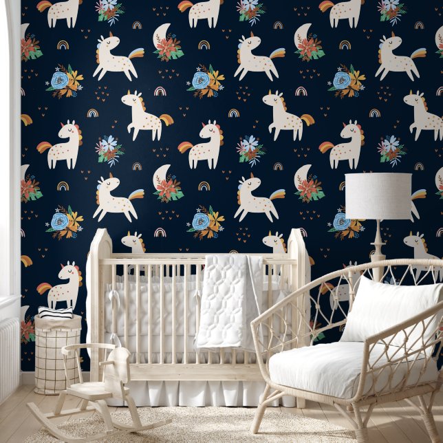 Unicorn Cute Fantasy Animal Pattern Wallpaper (Kids)