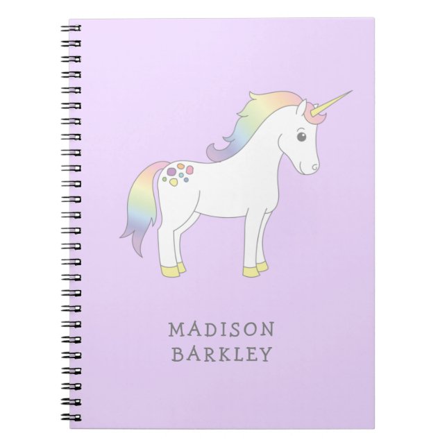 Unicorn Cute Kids Pastel Notebook (Front)