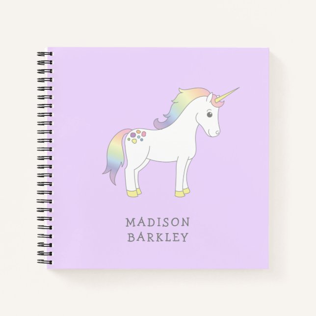 Unicorn Cute Kids Pastel Notebook (Front)