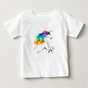 Unicorn cute rainbow watercolor Baby girl T-Shirt