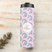 Unicorn Cute Watercolor Pattern Custom Name 