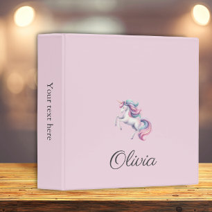 Unicorn Cute Watercolor Personalized Name Binder