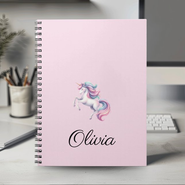 Unicorn Cute Watercolor Personalized Name Notebook (Creator Uploaded)