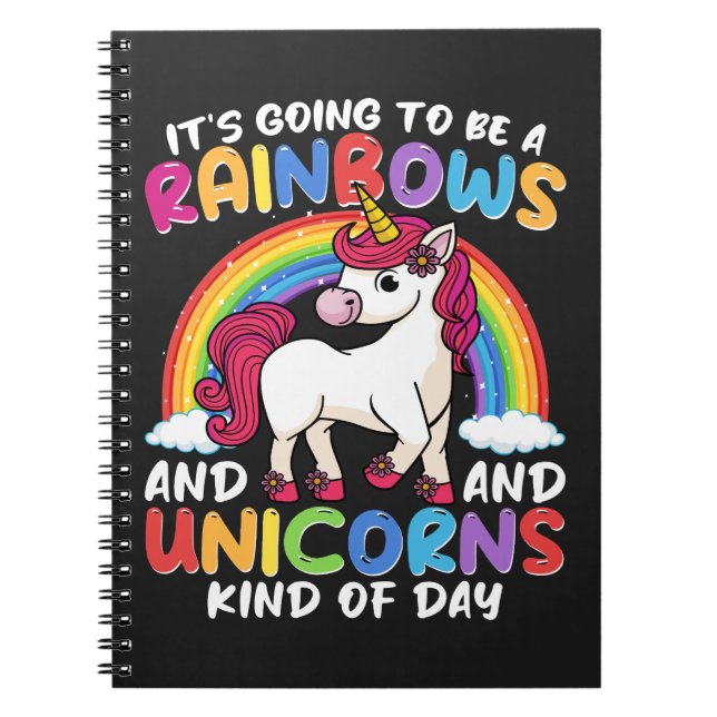 Unicorn Cute Whimsical Funny Rainbows And Unicorns Notebook (Front)