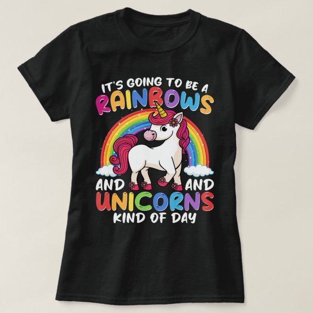 Unicorn Cute Whimsical Funny Rainbows And Unicorns T-Shirt (Design Front)