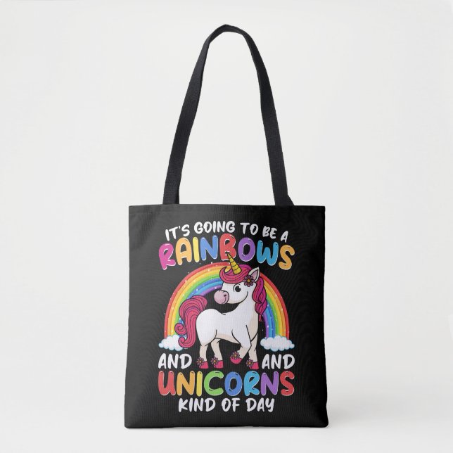 Unicorn Cute Whimsical Funny Rainbows And Unicorns Tote Bag (Front)