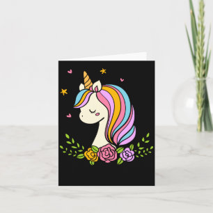 Unicorn Cute Whimsical Girly D Name  Card