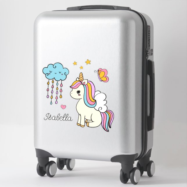 Unicorn Cute Whimsical Girly Personalized Name (Suitcase)