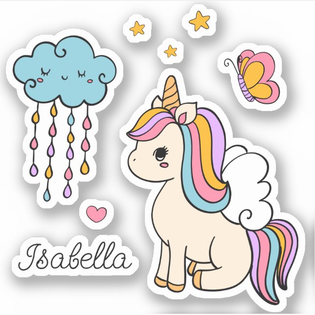 Unicorn Cute Whimsical Girly Personalized Name (Front)