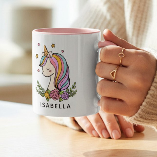 Unicorn Cute Whimsical Girly Personalized Name Coffee Mug (Creator Uploaded)