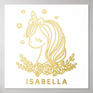 Unicorn Cute Whimsical Girly Personalized Name Foil Prints