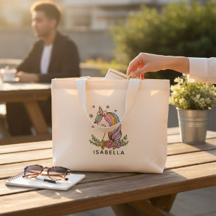 Unicorn Cute Whimsical Girly Personalized Name Mini Tote Bag