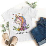 Unicorn Cute Whimsical Girly Personalized Name T-Shirt<br><div class="desc">Unicorn Cute Whimsical Girly Pink Floral Personalized Name Girls' T-shirts features a cute unicorn with stars,  hearts and flowers. Perfect gifts for girls for birthday,  Christmas,  holidays and more. Designed by ©Evco Studio www.zazzle.com/store/evcostudio</div>