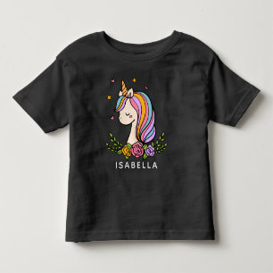Unicorn Cute Whimsical Girly Personalized Name Toddler T-shirt