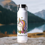 Unicorn Cute Whimsical Girly Personalized Name Water Bottle<br><div class="desc">Unicorn Cute Whimsical Girly Pink Floral Personalized Name Water Bottle features a cute unicorn with stars,  hearts and flowers. Perfect for back to school,  birthday party gifts and favours,  personalized Christmas gifts for girls and more. Designed by ©Evco Studio www.zazzle.com/store/evcostudio</div>