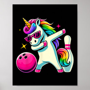Unicorn Dabbing Bowling Birthday Girls Poster