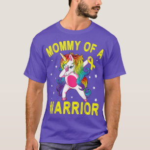 Unicorn Dabbing Gold Mommy Of A Warrior Childhood T-Shirt