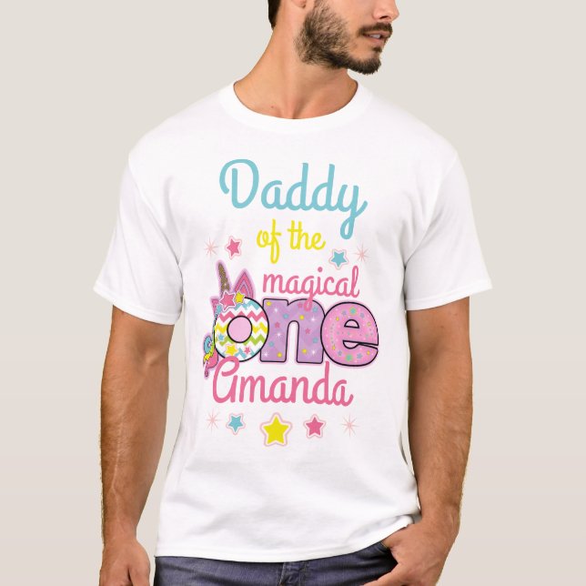 Unicorn Daddy of the first magical birthday Shirt (Front)