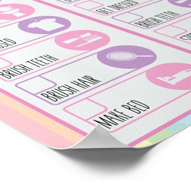 Unicorn Daily Night & Morning Routine Checklist Poster (Corner)