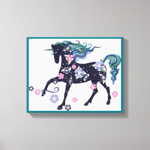 Unicorn - Dark Blue Canvas Print