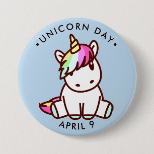 Unicorn Day, cute kawaii unicorn 3 Inch Round Button