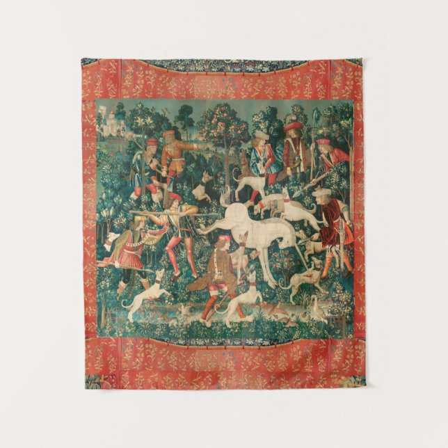 UNICORN DEFENDS ITSELF,Other Animals Green Tapestry (Front)