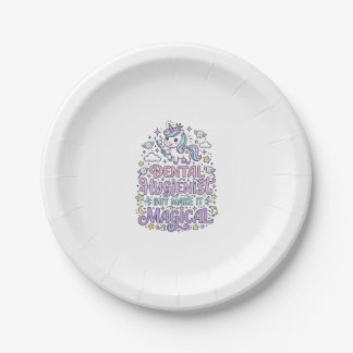 Unicorn Dental Hygienist but Make It Magical Cute  Paper Plate