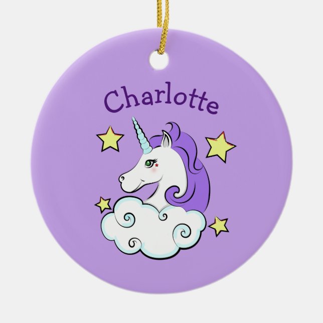 Unicorn Design  Ceramic Ornament (Front)