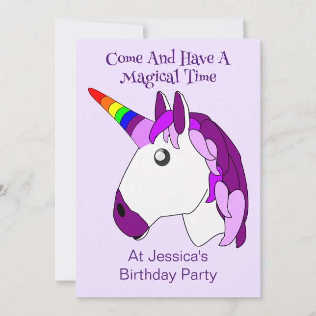 Unicorn Design Children's Birthday Party Invitation (Front)