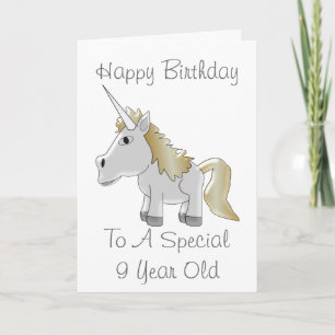 Unicorn Design Personalised 9th Birthday Card