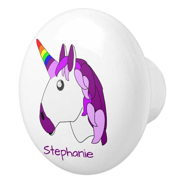 Unicorn Design Personalised Ceramic Knob (Right)