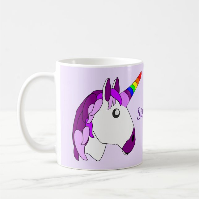 Unicorn Design Personalised Coffee Mug (Left)