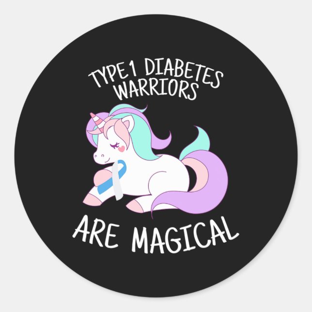 Unicorn Diabetes Warrior Gift  Classic Round Sticker (Front)