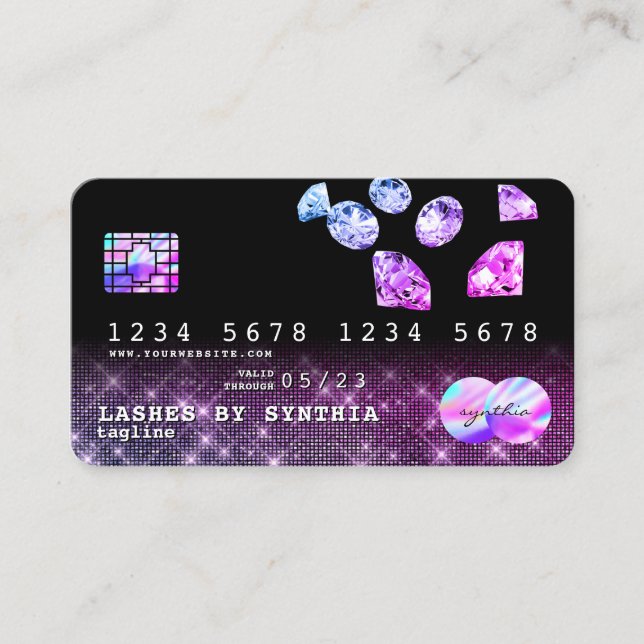 Unicorn Diamonds Glitter Credit Card Style modern (Front)