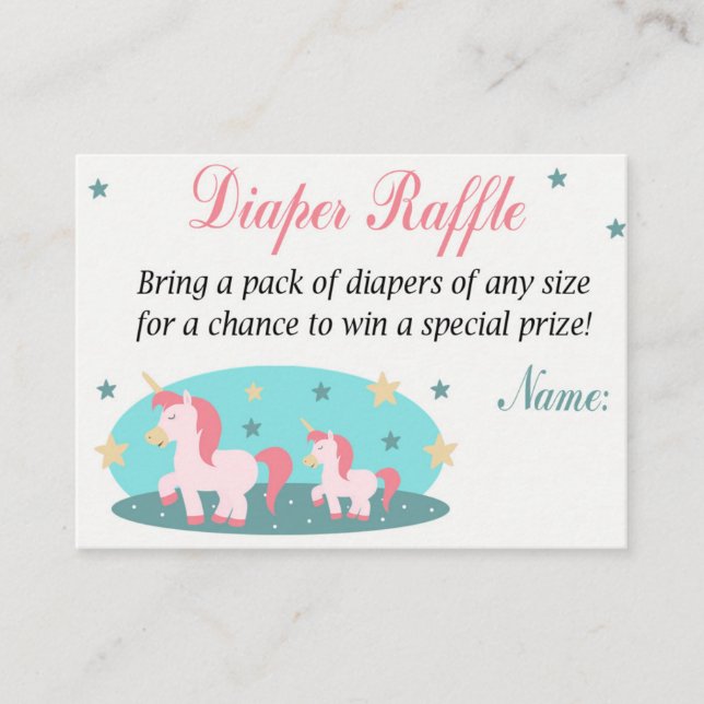 Unicorn Diaper Raffle Tickets (Front)