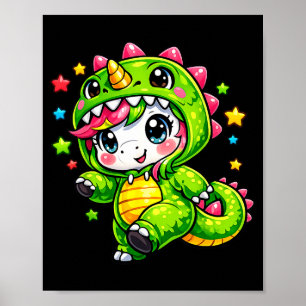 Unicorn Dinosaur Colourful Costume Cosplay Rainbow Poster