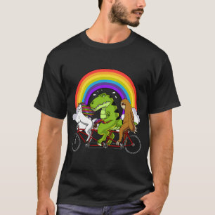 Unicorn Dinosaur Sloth Riding Bicycle T-Shirt