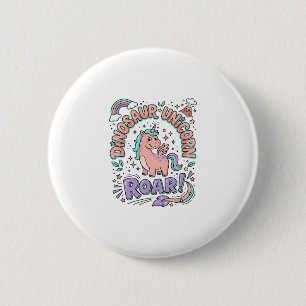 Unicorn Dinosaur Unicorn Roar Retro Style T-Shirt 2 Inch Round Button